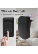 Resim Siyah-1 Düğme+1 Ding Dong 1 Verici Ve 1 Alıcı, 1 Verici Ve 2 Alıcı, Kablosuz Ev Kapı Zili, Kablolu Bağlantı Gerektirmez. 
