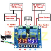 Resim Robizstore-Xh-M452 12V Sıcaklık Nem Kontrollü Dijital Termostat Kuluçka Pet 