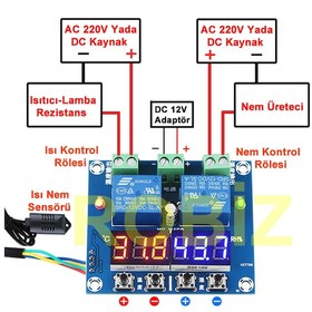 Resim Robizstore-Xh-M452 12V Sıcaklık Nem Kontrollü Dijital Termostat Kuluçka Pet 