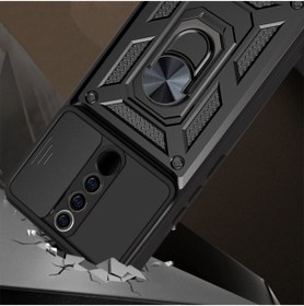 Resim Fibaks Redmi Note 8 Pro Kılıf Kamera Korumalı Sürgülü Yüzüklü Armor Military Tank Zırh 