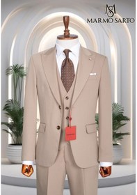 Resim Marmo Sarto Yelekli Takım Elbise Açık Kahverengi Açık Kahverengi 