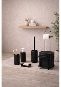 Resim Decorev Büyük Banyo Standlı 6'lı WC Seti 5 Litre Çöp Kovası Siyah 