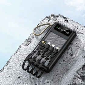 Resim Robeve Acl 20000 Mah Powerbank Göstergeli Powerbank Solar Fenerli Güneş Enerjili Type C - Lightning - Micro USB - USB Kablolu Powerbank Taşınabilir Şarj Aleti Hızlı Şarj Aleti Powerbank Pw-60 