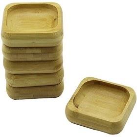 Resim 6 Adet 9x9cm Kare Ahşap Bambu Çerezlik - Lokumluk Kase Derinlik: 1.8cm 5496 çok renkli 