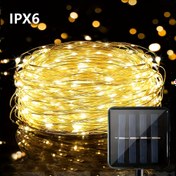 Resim Güneş Peri Işıkları - IPX6 Su Geçirmez Dış Mekan Dize Işıkları ile 8 Mod, Akıllı Aydınlatma Noel, Bahçe, Patio, Ağaç, Parti, Düğün, Sevgililer Günü, Paskalya Dekoru için - Sıcak Beyaz, 100/200 LED, Güneş Enerjili 