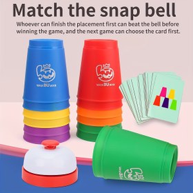Resim 12 Kuplu Snap Kup Stak Challenge Seti, 50 Eşleş Karta ve Snap Bell ile, Bilim Fuarı, Partiler ve Takım Oluşturma Aktiviteleri için İdeal, Bilim Fuarı Oyunu|Renkli Kup Tasarımı|Yığınlama Challenge Oyunu 