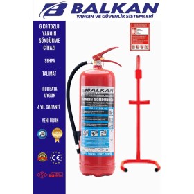 Resim BALKAN YANGIN VE GÜVENLİK SİSTEMLERİ 6 kg Tozlu Yangın Söndürme Cihazı +Talimat+Askı Aparatı 2 Adet 
