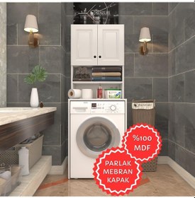 Resim Kenzlife Membran Çamaşır Makinesi Dolabı Hayzum Byzbyz Çerçeve 180 66 55 Mebran Kapak Mdf Gövde Beyaz 