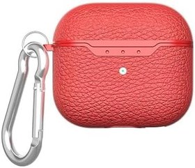 Resim Babilden Airpods 4.Nesil 2024 Darbelere Dayanıklı Parmak İzi Karşıtı MagSafe Şarj ile Uyumlu Deri Görünümlü Silikon Kılıf Kırmızı 