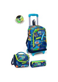 Resim Coral High Kids Saks Grafiti Desenli Üç Bölmeli Çekçekli 3'lü Çanta Seti Set0123967 