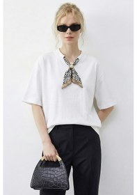 Resim Shade Kadın Tokalı Fular Detaylı Basic T-shirt 7601 60283978 - Beyaz 