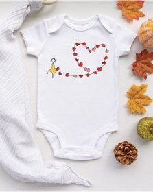 Resim irembaby Bebek Beyaz Sevgililer Günü Baskılı Pamuklu Çıtçıtlı Body Zıbın 