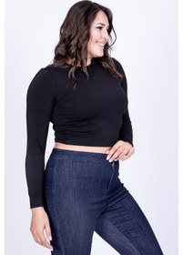 Resim Myline Kadın Crop Üst 35140 Siyah 