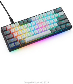 Resim VOOKA Trol Mekanik RGB Oyuncu Klavyesi | 61 Tuş Ultra Kompakt, Type-C Bağlantılı Gaming & Ofis Klavye 