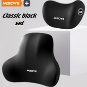 Resim MSDYE Klasik Siyah Bellek Köpük Boyun Yastığı Seti - Ergonomik Başlık ve Bel Desteği Yastığı, Araba Koltukları için, Polyester Kapak, Tüm Mevsimler için Konfor, Araba Koltuğu Konforu|Ergonomik Başlık|Dokuma Dokusu 