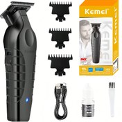 Resim KEMEI KM-2299 Profesyonel Kablosuz Saç Kesme Makinesi - Sıfır Boşluk 0mm Hassas Kesim, USB Şarj Edilebilir, Lityum Pil, Salon Kalitesinde, Siyah Mavi Vurgularla - Kuaförler İçin Mükemmel Sevgililer Günü Hediyesi, Profesyonel Saç Aracı | Şık Saç Kesme Makinesi | Dayanıklı Yapı 