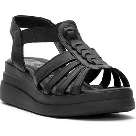 Resim Venüs 2409912y Kadın Hakiki Deri Dolgu Topuk Sandalet Siyah Siyah 