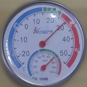Resim Kompakt Analog Termometre ve Higrometre -30℃ ila 50℃ Sıcaklık Aralığı, %20-%100 Nem Ölçer, Renkli Göstergeler ile Kolay Okunur Yuvarlak Kadran, İç/Dış Mekan Kullanımı için Duvara veya Raf Montajlı 