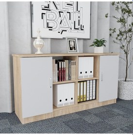 Resim Oliver 5'li Ofis Takımı Model 4 Meşe Beyaz 