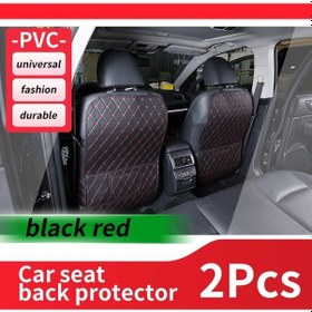 Resim Xuweiwei 2 Parça Siyah Kırmızı Araç Kolçak Koruyucu Saklama Cepli Anti-kick Mat Evrensel 