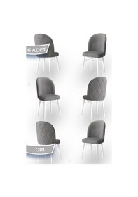 Resim Canisa Bika Serisi 6 Adet Gri Mutfak Sandalyesi Beyaz Gürgen Ayaklı 1. Sınıf Babyface Kumaş Sandalye Gri Ayakları Beyaz 