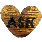 Resim Aplike Ütü İle Yapışan Aşk Yazılı Pullu Sarı Arma 4x4 cm 
