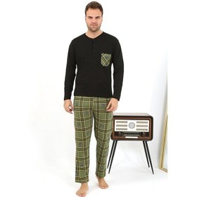 Resim Akbeniz Erkek Uzun Kol Penye Siyah Pijama Takımı 6861 Siyah 