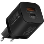 Resim Promate PowerPort-33 Gan 33W Qualcomm Süper Hızlı Type-C PD , USB Ultra Kompakt Duvar Şarj Cihazı, Aşırı Gerilim Koruması Siyah 