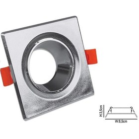 Resim Gu10 Dekoratif Kare Plastik Kasa Krom 2 Adet 