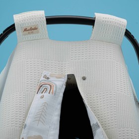 Resim Puset Örtüsü - Çift Taraflı - Krem Waffle - Yeşil Gökkuşağı 