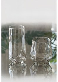Resim 12 Parça Fume Cam Su Bardağı Seti 6 Uzun + 6 Kısa Modern Bardak Takımı Su Seti 