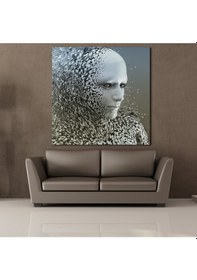 Resim Çok Parçalı Gri Robot Kanvas Tablo 110x110cm 