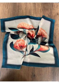 Resim Şifon Saten Fular Bandana Desenli Fular Aksesuar Renkli 