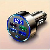 Resim Gaojunshop01 3a 4usb Type-c Araç Led Dijital Göstergeli Araç Şarj Cihazı Voltmetre Akım Pil Monitör Siyah 
