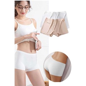 Resim 2 Adet Kadın Dikişsiz Görünmez İz Yapmaz Mini Şort Boxer Beyaz Ten Çok Renkli 