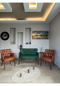 Resim Azra Mobilya Azra Aksesuar Deri Ofis Koltuk Takimi Mobilya Takımı Balkon Koltuğu Ofis Büro Koltuğu - Deri Yeşil 