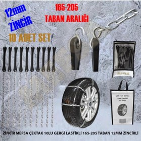 Resim Genel Markalar Zincir Çektak 10 Lu Gergi Lastikli 12 Mm Zincirli 165 - 205 Taban Aralığı (BEZ ÇANTALI) 