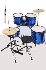 Resim Midex CD900X-BL 22" Yetişkin Akustik 22B-13T-12T-16F-14S 5 Parça Mavi Bateri Davul Seti 