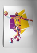 Resim Metal Baskı Parlak Duvar Tablosu - Lebron James Lakers 