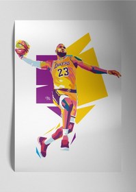 Resim Metal Baskı Parlak Duvar Tablosu - Lebron James Lakers 