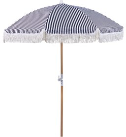 Resim MONDELLO 150 cm Retro Bahçe Şemsiyesi, Kayın Ahşap Gövde, UV Koruma, Bej Püsküllü - Siyah Beyaz 