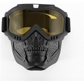 Resim Tangshopping Kafatası Ağız Maskesi Motosiklet Arazi Aynası Kask Gözlük Açık Sarı Tabletler 