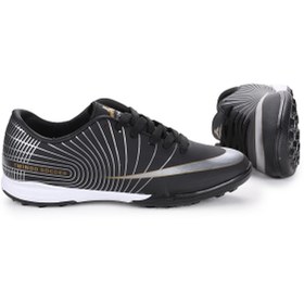 Resim Kiko Kids 130 Halı Saha Erkek Çocuk Futbol Ayakkabı Siyah - Gümüş Gümüş - Siyah 