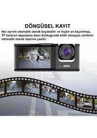 Resim 1080p 3 Kameralı Araç İçi Yol Güvenlik Kamerası 