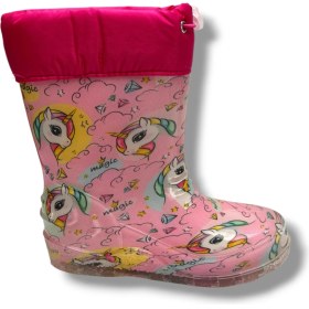 Resim Fifty 5 454-26 Unicorn Kürklü Su Geçirmez Yağmur Kız Çocuk Çizme 28-37 