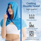 Resim 1 Adet Soğutucu Hoodie Havlu - Emici & Hızlı Kuruyan UV Engelleme, Ayarlanabilir Çıtçıtlı Kapatma, Plajda, Spor ve Dış Aktivitelerde Tüm Sezon Kullanımı İçin Makinede Yıkanabilir, Nem Çeken Kumaşlı Kapüşonlu Sportswrap 
