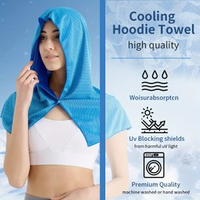 Resim 1 Adet Soğutucu Hoodie Havlu - Emici & Hızlı Kuruyan UV Engelleme, Ayarlanabilir Çıtçıtlı Kapatma, Plajda, Spor ve Dış Aktivitelerde Tüm Sezon Kullanımı İçin Makinede Yıkanabilir, Nem Çeken Kumaşlı Kapüşonlu Sportswrap 
