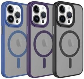 Resim PSR aksesuar Mavi Mat Arka Yüzey Wireless Şarj Özellikli Zore Flet Magsafe Kılıf-Mavi iPhone 13 Pro ile uyumlu 
