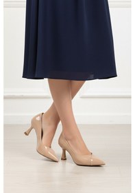 Resim Bej Rugan İnce Topuklu Kadın Abiye Ayakkabı 357164 Z Açık Bej 