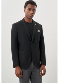Resim İmza Koyu Antrasit Desenli Örme Mono Yaka Tam Astar Esnek 6 Drop Comfort Fit Casual Ceket 1002245163 Koyu Antrasit 